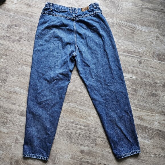 Vtg Lee Western Bareback High Waist Mom Jeans Blue Tapered Leg USA Size 29 x 28? - Picture 6 of 16